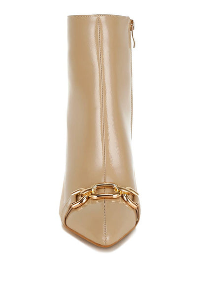 Pollux Metallic Chain Detail Boots: Beige