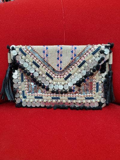 Boho Clutch with Coins