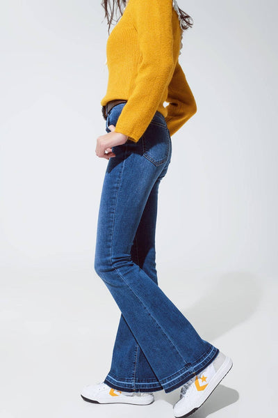 Blue skinny flared jeans