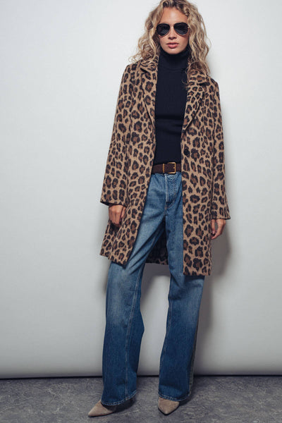 Leopard Print Oversized Statement Coat: BROWN