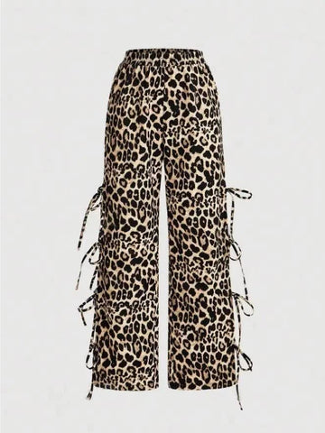 Leopard tie pants