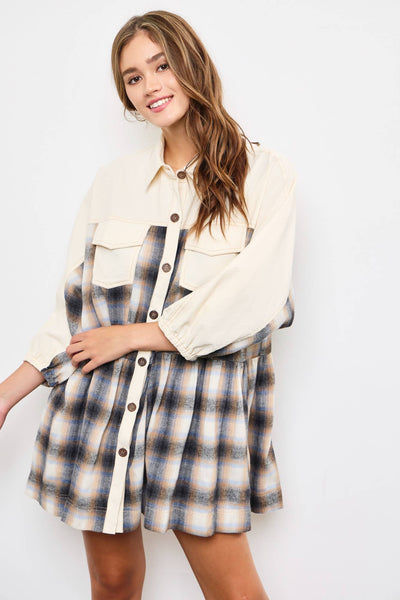 Plaid button down dress