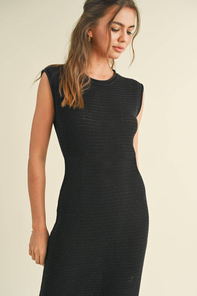 SLEEVELESS CROCHET KNITTED DRESS