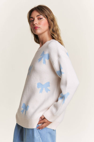 Blue Bow Detailed Sweater