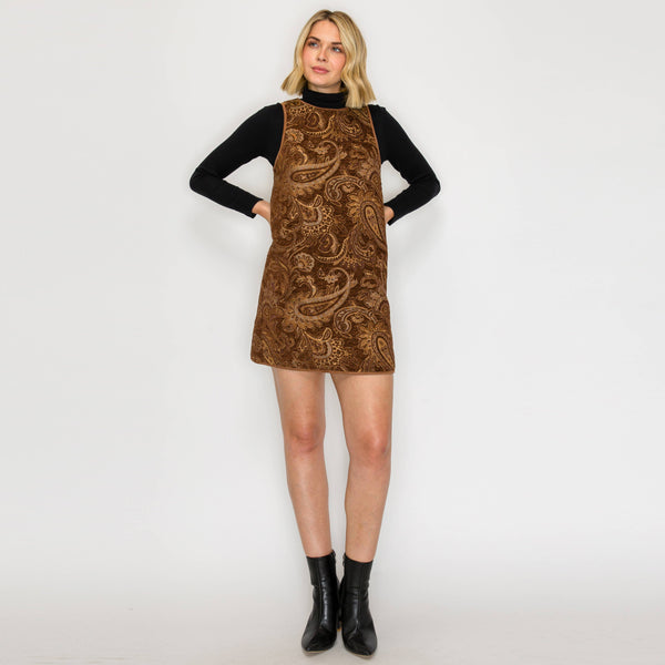 Love Story Brown Paisely Mini Dress