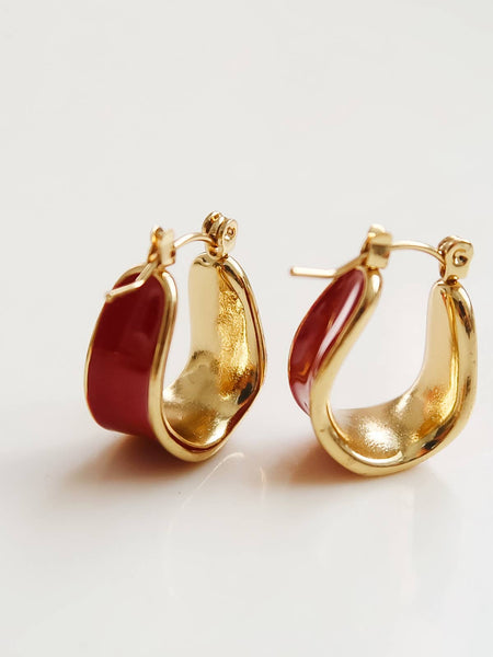 Candide 18K Gold Non-Tarnish Classic Hoop Earring: Black