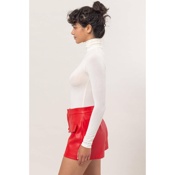 Long Sleeve Turtleneck Top: CREAM