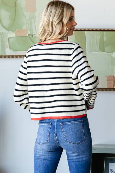 STRIPE ZIP UP CARDIGAN