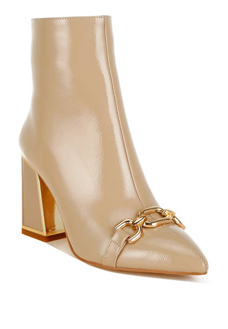 Pollux Metallic Chain Detail Boots: Beige