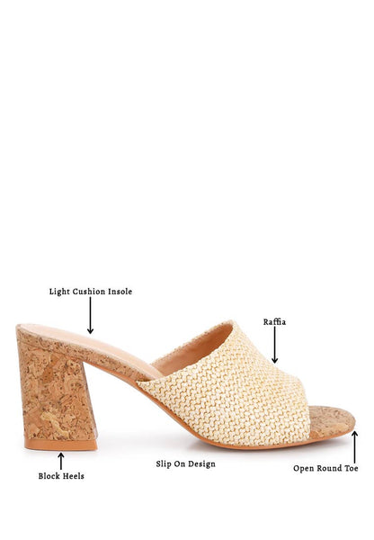 Addie Raffia Slip On Sandals: Natural