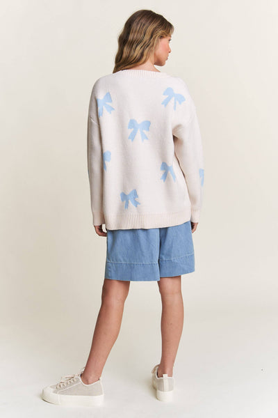 Blue Bow Detailed Sweater