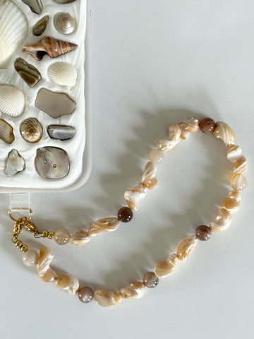 Mother of Pearl Beaded Phone Wristlet