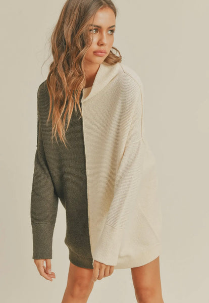 Tunic two toned sweater