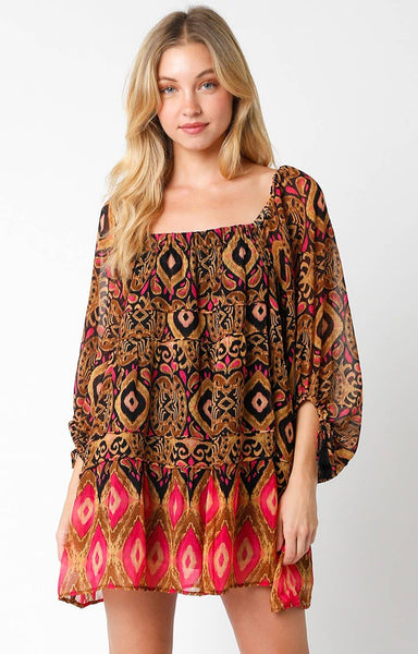 Leona Dress: Black Fuchsia
