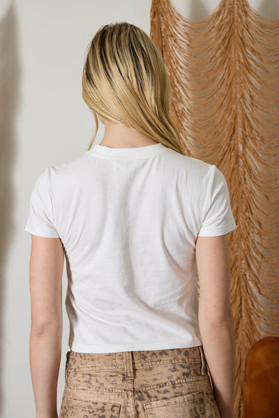 HOWDY COWBOY CROPPED KNIT T-SHIRT