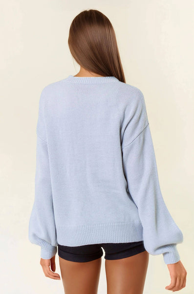 HELLO FALL Letter Embroidered Oversize Sweater