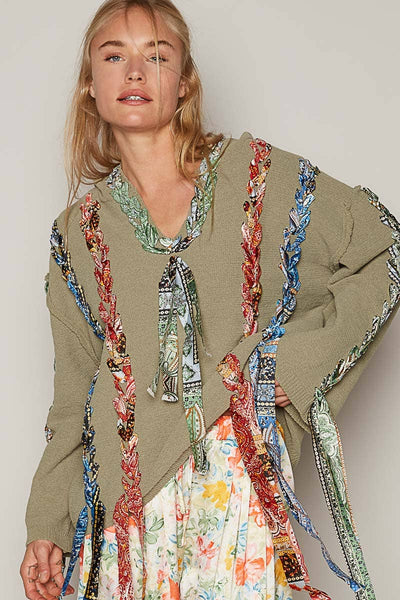 Artistic colored thread peace solid sweater