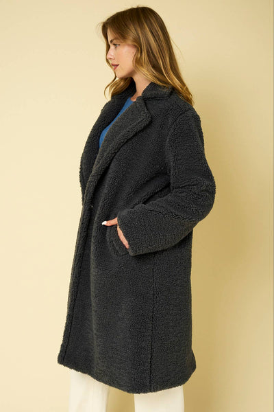 TEDDY OVERSIZED COAT: CHARCOAL