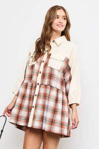 Plaid button down dress