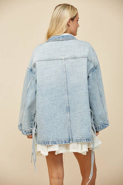 BOHO SIDE TIE DETAIL OVERSIZED DENIM
