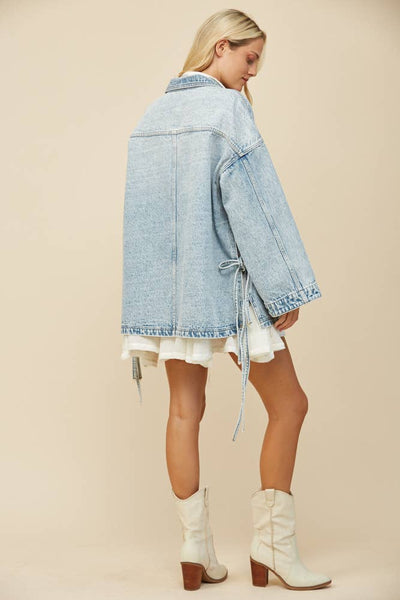 BOHO SIDE TIE DETAIL OVERSIZED DENIM