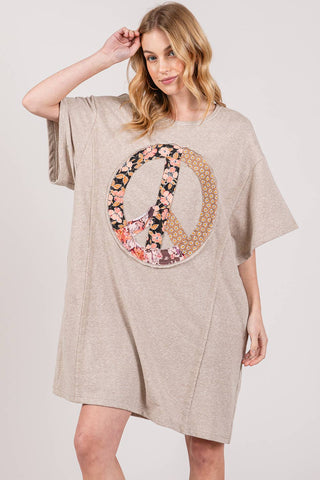 PEACE SIGN T SHIRT DRESS