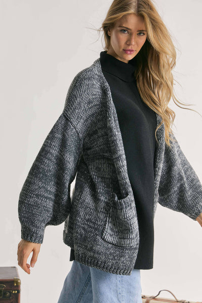 PLUS KNIT LONG SLEEVE CARDIGAN: Light Tan