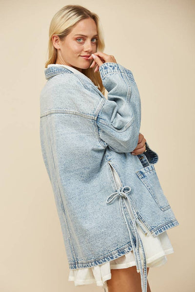 BOHO SIDE TIE DETAIL OVERSIZED DENIM