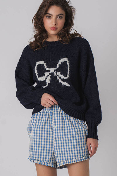 Ribbed bow sweater