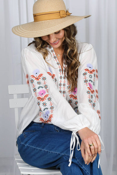 Vintage Embroidered Bohemian Blouse Top