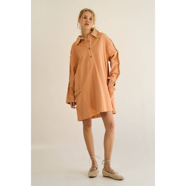 Melon Crochet-Trim Collared Polo Dress: MELON / S