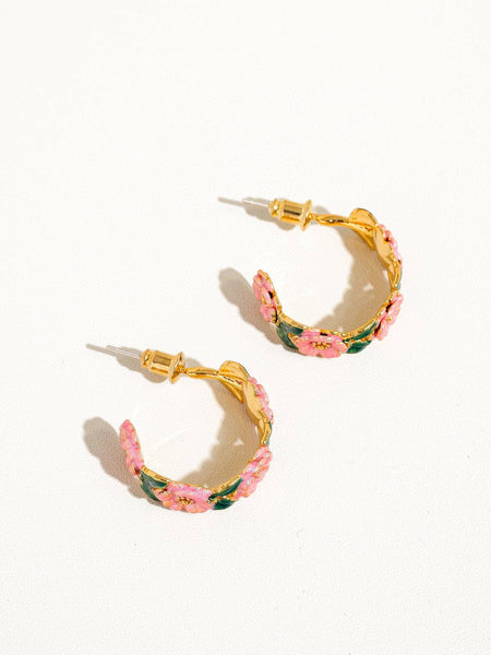 Jocelyn 18K Gold-Plated Floral C-Hoop Earring: Multi-Colored