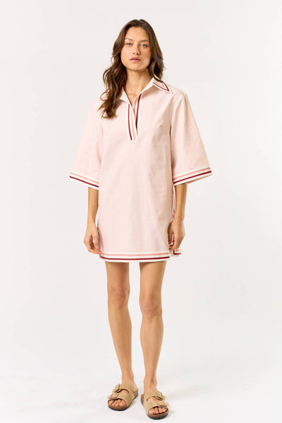 Striped Collared Oversize Mini Dress With Pockets