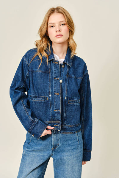 AJJ5850 CAPE DENIM JACKET: DENIM / L
