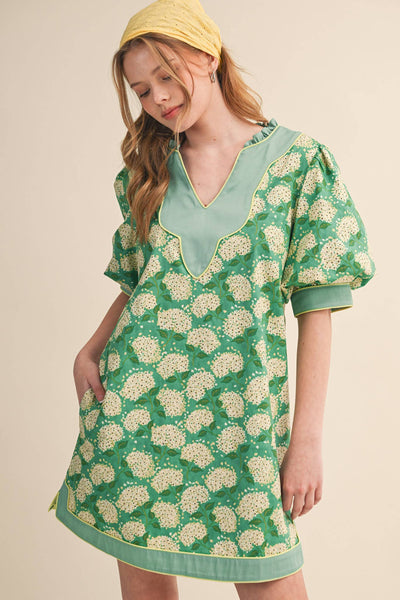 FLORAL PRINT PUFF SLEEVE A-LINE MINI
