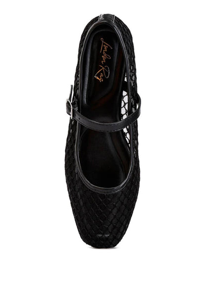 Averona Mesh Mary Jane Flats: Black