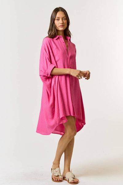 DOMAN SLEEVE COLLARED BUTTON DOWN SHIRT DRESS