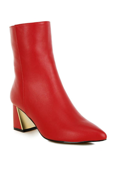 Kaira Metallic Accent Heel High Ankle Boots: Brown