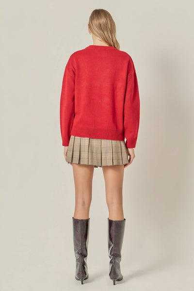 Crewneck Statement Sweater: RED