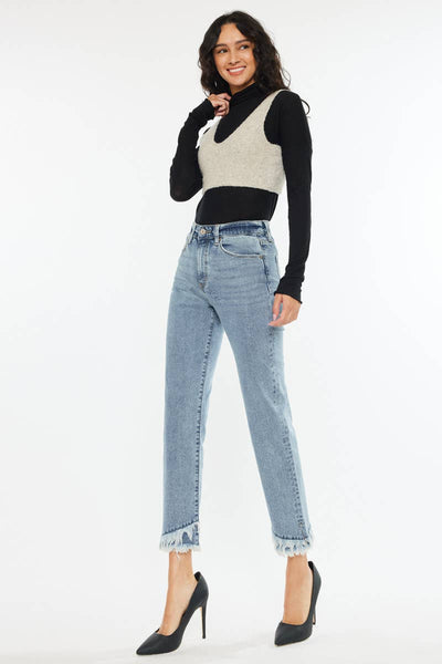 OPEN PACK HIGH RISE STRAIGHT JEANS-KC20017M: MEDIUM / 11/29