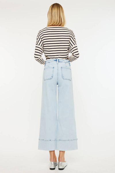 CRATER OPEN PACK HIGH RISE CROPPED WIDE LEG JEANS-LIGHT