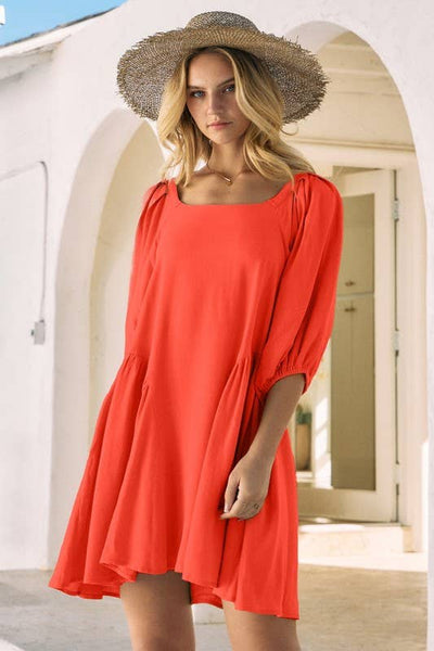 Tropical summer dress- Orange