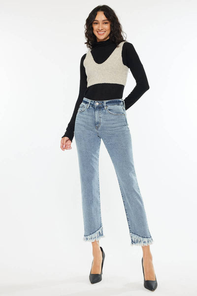 OPEN PACK HIGH RISE STRAIGHT JEANS-KC20017M: MEDIUM / 11/29