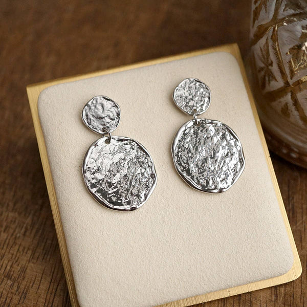 Golden Muse – Two Disc Textured Earrings: Gold Tone