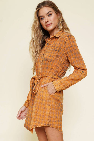 Washed Plaid Dress