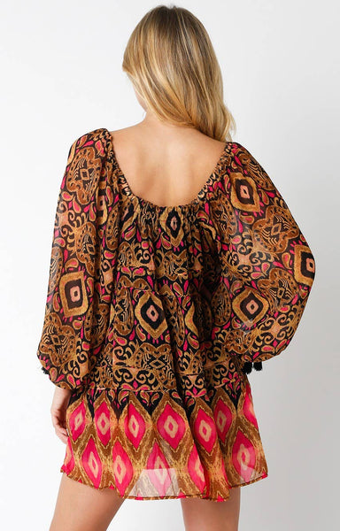 Leona Dress: Black Fuchsia