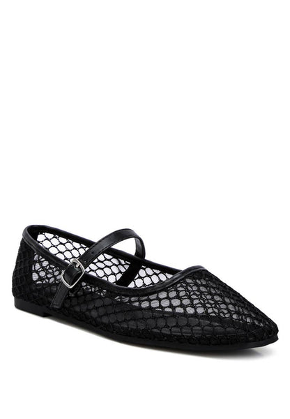Averona Mesh Mary Jane Flats: Black