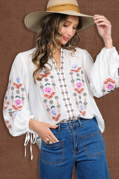 Vintage Embroidered Bohemian Blouse Top