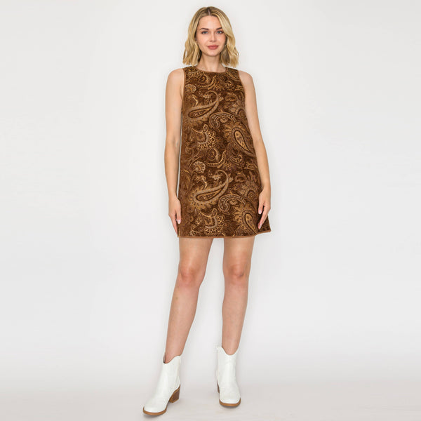 Love Story Brown Paisely Mini Dress