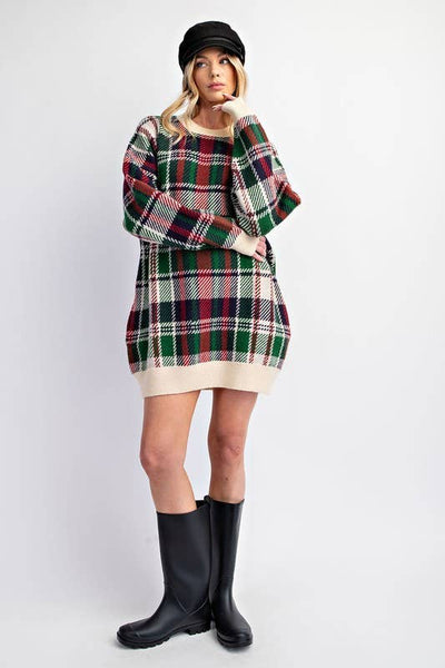 Checked Tunic Knit Fall Dress